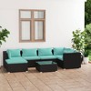 vidaXL 7-Piece Patio Lounge Set - Modular Outdoor Seating with Thick Padded Cushions, PE Rattan and Powder-Coated Steel Frame, Black & Water Blue - 2 of 4