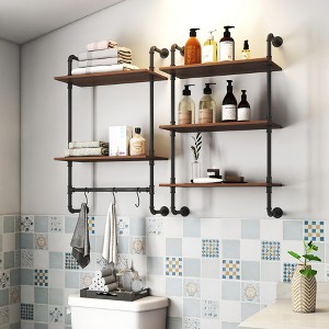 KWPZQEB Bathroom Shelves Over Toilet - Wall Mounted Floating Shelves Toilet Paper Storage, Farmhouse Decor Shelf Set of 2, Shower Caddy for Bathroom - 1 of 4
