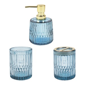 Cameo 3pc Bathroom Set - Soap/Lotion Dispenser, Toothbrush Holder, Tumbler, Non-Slip Protective Silicone Feet - 1 of 4
