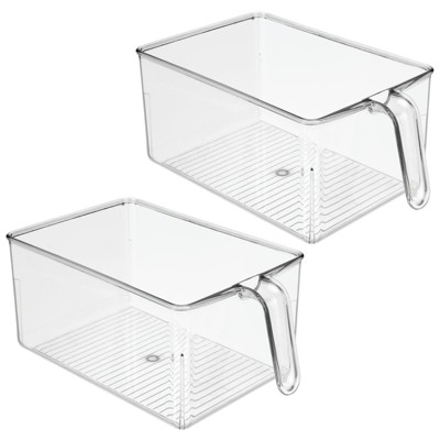 Mdesign Kitchen Pantry Refrigerator Storage Bin 2 Pack, Clear