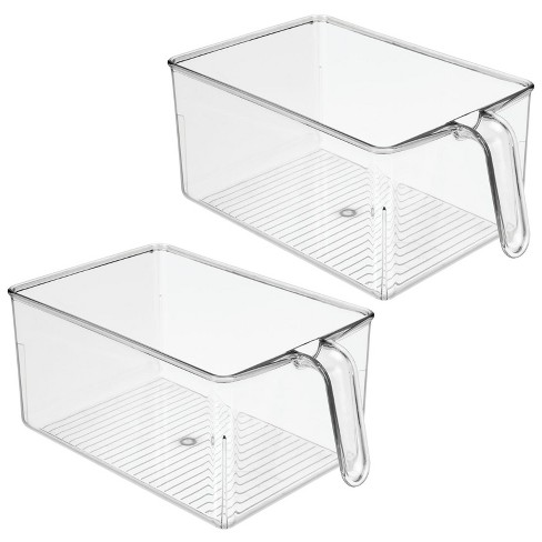 Mdesign Kitchen Pantry Cabinet Refrigerator Storage Bin - 2 Pack, Clear ...