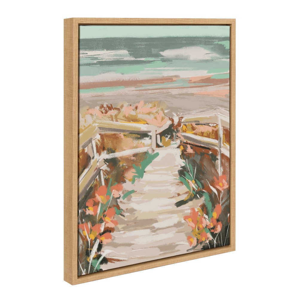 Photos - Wallpaper 18" x 24" Sylvie Landscape 08 Beach Framed Canvas by Annie Quigley Natural