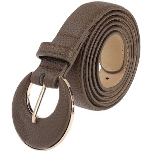 INSPIRE CHIC Womens 0.9" Width Textured Fashion Faux Leather Waistband with Gold Buckle Belts 1Pc - 1 of 4