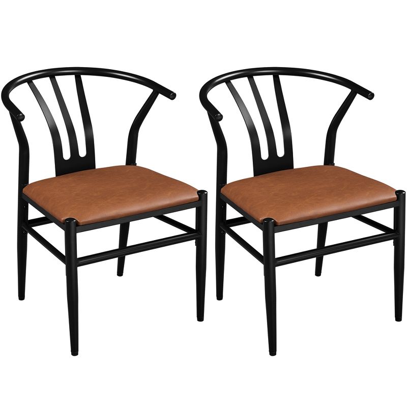 Yaheetech Set of 2 Dining Chair Weave Chair With Armrest, 1 of 7