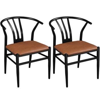 Yaheetech Set of 2 Dining Chair Weave Chair With Armrest