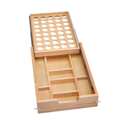 Rev-A-Shelf Kitchen Utensil & Cutlery Pullout Drawer Tray Organizer with Blumotion Soft Close Slides, Wood