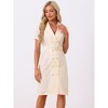 Allegra K Women's Short Sleeve Notched Lapel Slit Double Breasted Belted Work Blazer Dress - 3 of 4