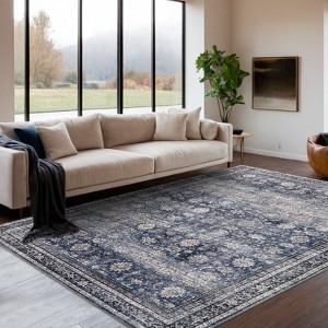 Washable Hallway Runner Rug, Vintage Oriental Floral Low Pile Carpet, Non-Slip & Stain Resistant - 1 of 4