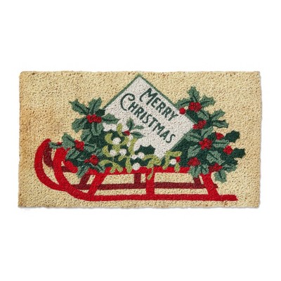 tag Merry Christmas Sled Coir Mat