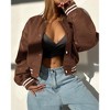 Clearlove Women's Fashion Leather Motorcycle Jacket Snap Button Down Outfits Ribbed Cuff Baseball Collar Cropped Coats Fall Winter Clothes - 4 of 4