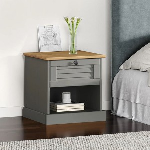 vidaXL Bedside Cabinet Accent Storage Solid Wood Pine - 1 of 4