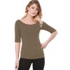 INSPIRE CHIC Women's Half Sleeves Scoop Neck Fitted Layering Soft T-Shirt - 2 of 4