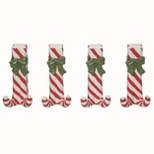 Transpac Ceramic White Christmas Peppermint Placecard Holders Set of 4