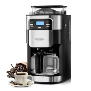VEVOR Coffee Maker with Grinder, 12 Cup Coffee Machine, Grind and Brew Coffee Maker with 3 Brew Strength Control, 24-Hour Timer for Auto Brew - 1 of 4