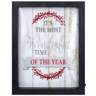 Northlight 9" Black Framed "Its The Most Wonderful Time Of The Year" LED Christmas Wall Art