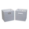 Household Essentials 2pc 12" x 13" Fabric Storage Bin Set White: 13 Inch Cubes, Polyester, Handles, Folds Flat, No Assembly - 3 of 4