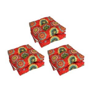Blazing Needles, 16-inch Spun Polyester Patterned Outdoor Square Tufted Chair Cushions (Set of 6) - 1 of 2