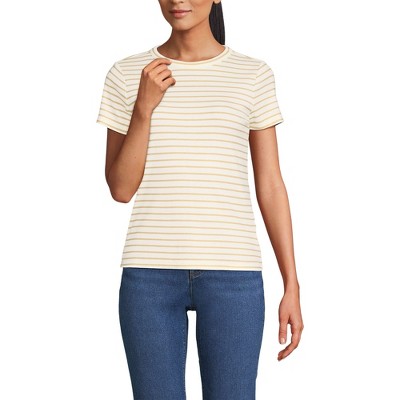 Lands' End Women's Drapey Rib Fitted Short Sleeve Mini T-Shirt