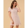 Allegra K Women's Ruffle Peter Pan Collar Casual Button-up Checkered Dress - 4 of 4