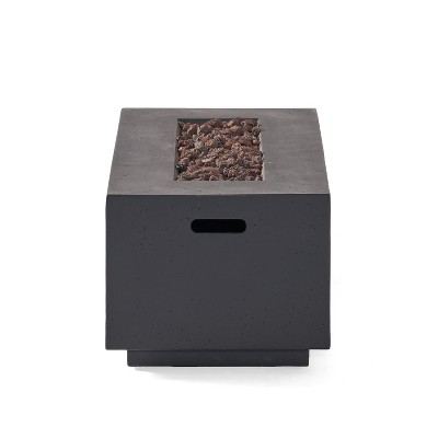 Dark Gray Lightweight Concrete Rectangular Fire Pit Table