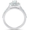 Pompeii3 3/4Ct Diamond Cushion Double Halo Engagement Ring 14k White Gold - 2 of 4