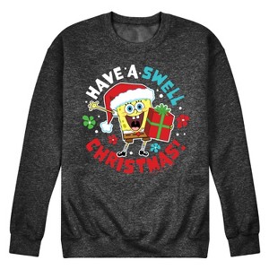 Men's - SpongeBob SquarePants - Have A Swell Christmas Graphic Fleece Sweatshirt - 1 of 4