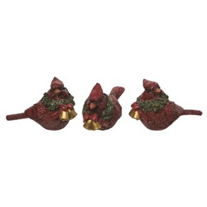 Transpac Small Cardinal w/Wreath Figurine Set of 3 Christmas Home Decorations - 1 of 1