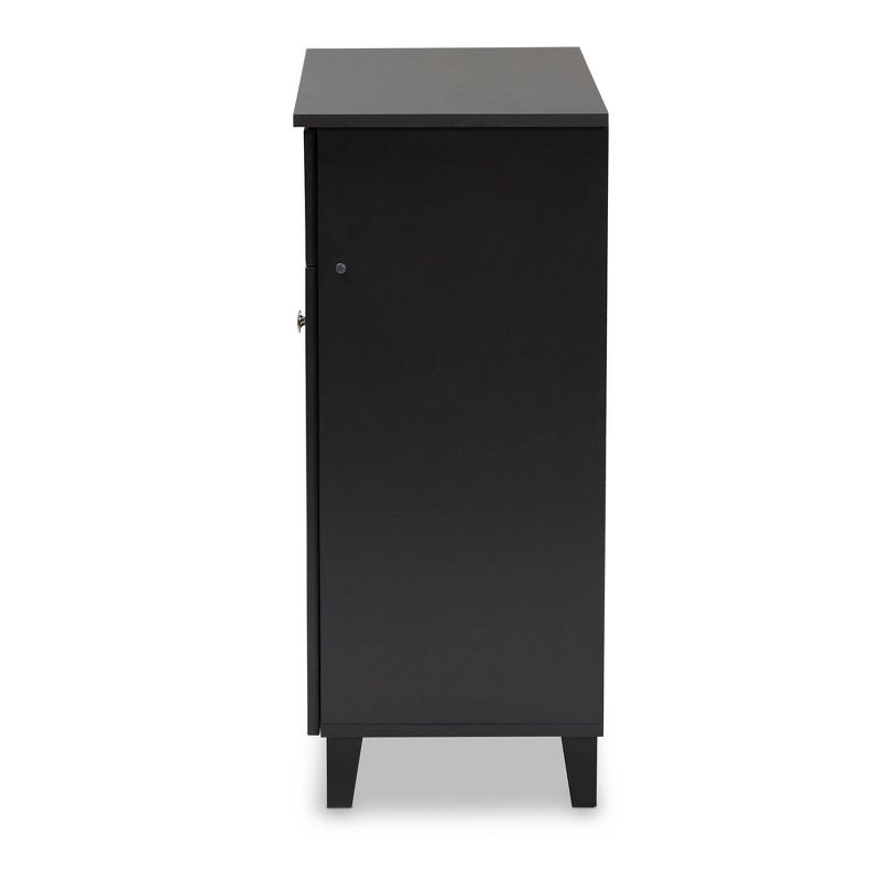 Shelf Wood Shoe Storage Cabinet with Drawer Coolidge Finished Dark Gray - Baxton Studio, 5 of 12