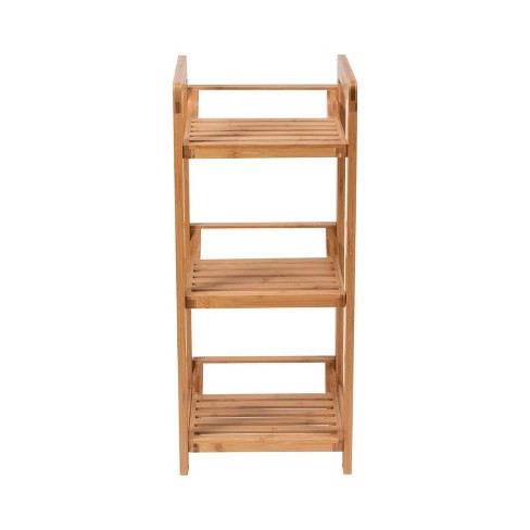 Organize It All 3 Tier Bamboo Bathroom Corner Storage Shelf