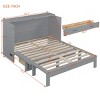 Foldable Full Size Murphy Bed with Drawers and USB Port,Space-Saving Cabinet Bed with Rattan Doors-The Pop Home - 4 of 4