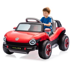 Children's stroller, Volkswagen Beetle authorized model, four-wheeled, with remote control, battery display, USB interface, horn and music function. - 1 of 4
