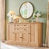 58″ Farmhouse Buffet Cabinet, Wood Rustic Sideboard Cabinet with 2 Drawers & 4 Grooved Barn Doors, Coffee Bar Cabinet with Adjustable Shelves - 3 of 4