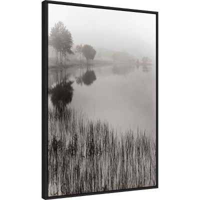 Lakeside Mist Black Framed Canvas Nature Landscape Print