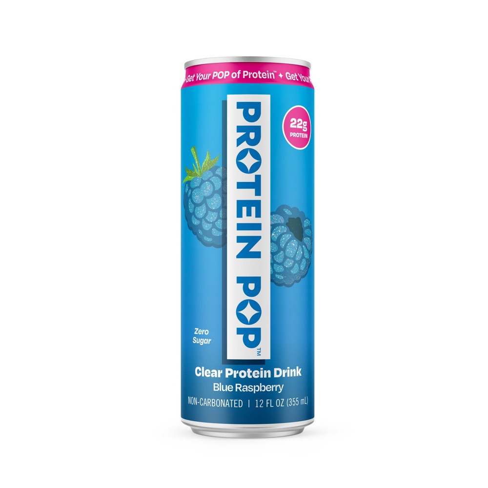 Protein Pop Blue raspberry Clear Protein Drink 12oz