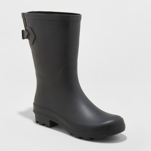 Women's Vicki Wide Width Rubber Rain Boots - A New Day™ Black 6W