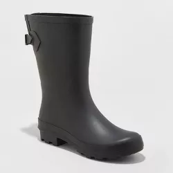 Women's Vicki Wide Width Rubber Rain Boots - A New Day™ Black 12W