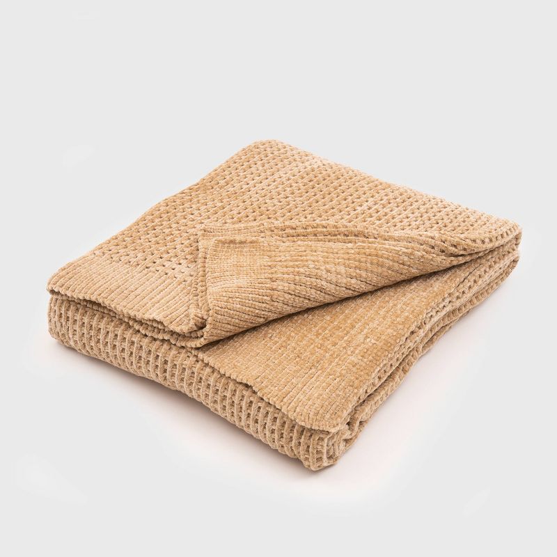 50"x60" Shiny Waffle Chenille Knit Throw Blanket - Evergrace, 1 of 10