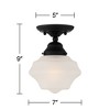 Regency Hill Vintage Rustic Farmhouse Ceiling Light Semi Flush Mount Fixture 7" Wide Gloss Black White Frosted Glass for Bedroom Kitchen Living Room - 4 of 4