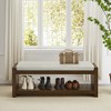 40"/47"W Upholstered Accent Bench with Removable Cushion and Lower Shoe Rack, Modern Bed End Storage Bench for Living Room - ModernLuxe - 2 of 4