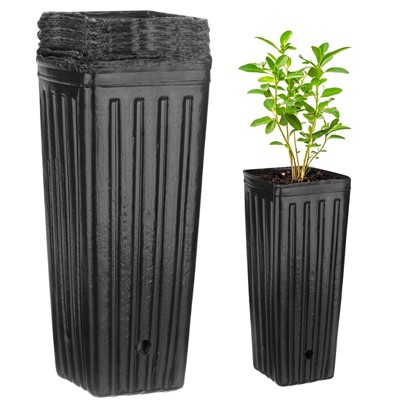 Unique Bargains Plastic Deep Drainage Holes Indoor Outdoor Gardening Plant Nursery Pots Black