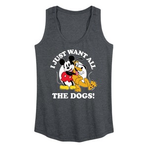 Women's - Disney - Mickey Pluto Just Want All Dogs Graphic Racerback Tank - 1 of 4