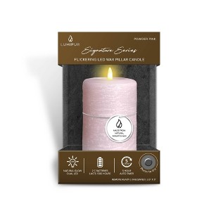 LumiPur 3.5"x5" Signature Natural Glow Flickering Flameless LED Wax Pillar Candle Powder Pink - 1 of 4