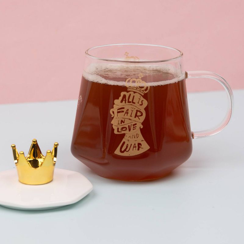 Bridgerton Izzy &#38; Liv 11oz Glass &#39;All is Fair in Love and War&#39; Mug with Crown Lid, 4 of 7