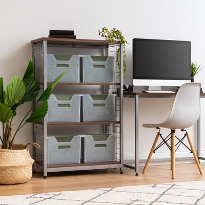 IRIS 6pk Small Open Storage Basket File Organizer White Clear