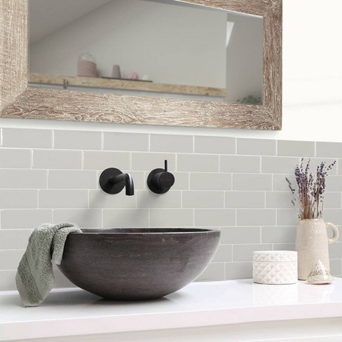 Smart Tiles 3D Peel and Stick Backsplash 4 Sheets of 11.56 x 8.38 Kitchen  and Bathroom Wallpaper Metro Mia