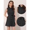 Allegra K Women's Vintage Button Down Polka Dots Sleeveless Belted Shirt Dress - 2 of 4