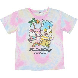 Hello Kitty And Friend's Girl's Pastel Tie-Dye Kids Short Sleeve T-Shirt - 1 of 4