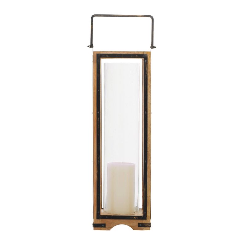 31&#34; x 8&#34; Modern Mango Wood and Iron Elongated Candle Holder Brown - Olivia &#38; May, 1 of 14