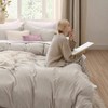 King Size Duvet Cover Set, 3 Pieces, Prewashed Cotton - Like, 104x90 Inches with Zipper, 2 Pillow Shams, Linen Style - 3 of 4