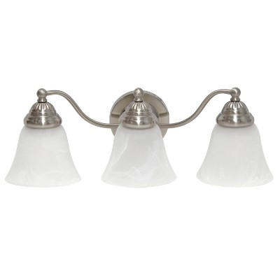 3 Light Curved Metal and Alabaster White Glass Shade Vanity Wall Light Fixture - Lalia Home